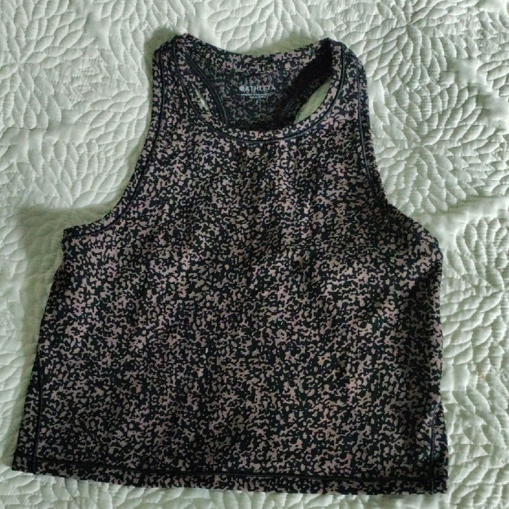 Athleta Shanti Jacquard Briwn Crop Tank Top Small